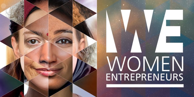 由几张女性脸组合成一个数字，旁边是WE：女企业家