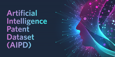 人工智能专利数据集（AIPD），蓝色背景，头部轮廓。
