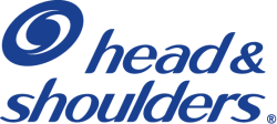Head and shoulders logo in italic font with circle symbol in blue