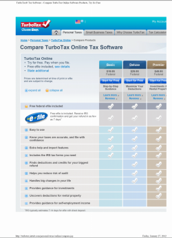 TurboTax样本显示了特定类型的非下载软件的商标使用。样本是一个在线广告的截图。商标位于屏幕的左上角。