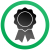  certificate of a trademark registration symbol that is a black ribbon inside a green circle