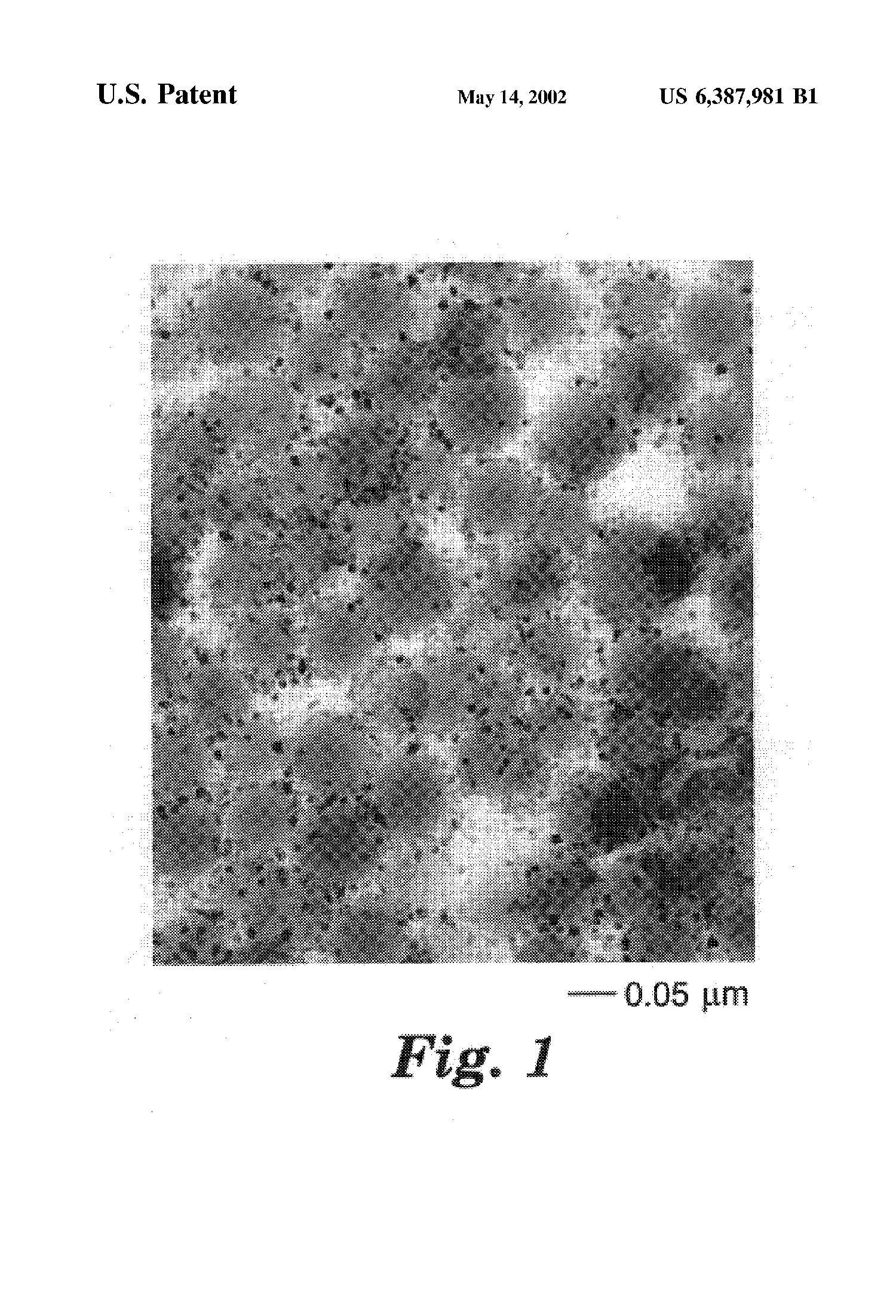 Patent art showing nanocluster formation at 300,000x magnification