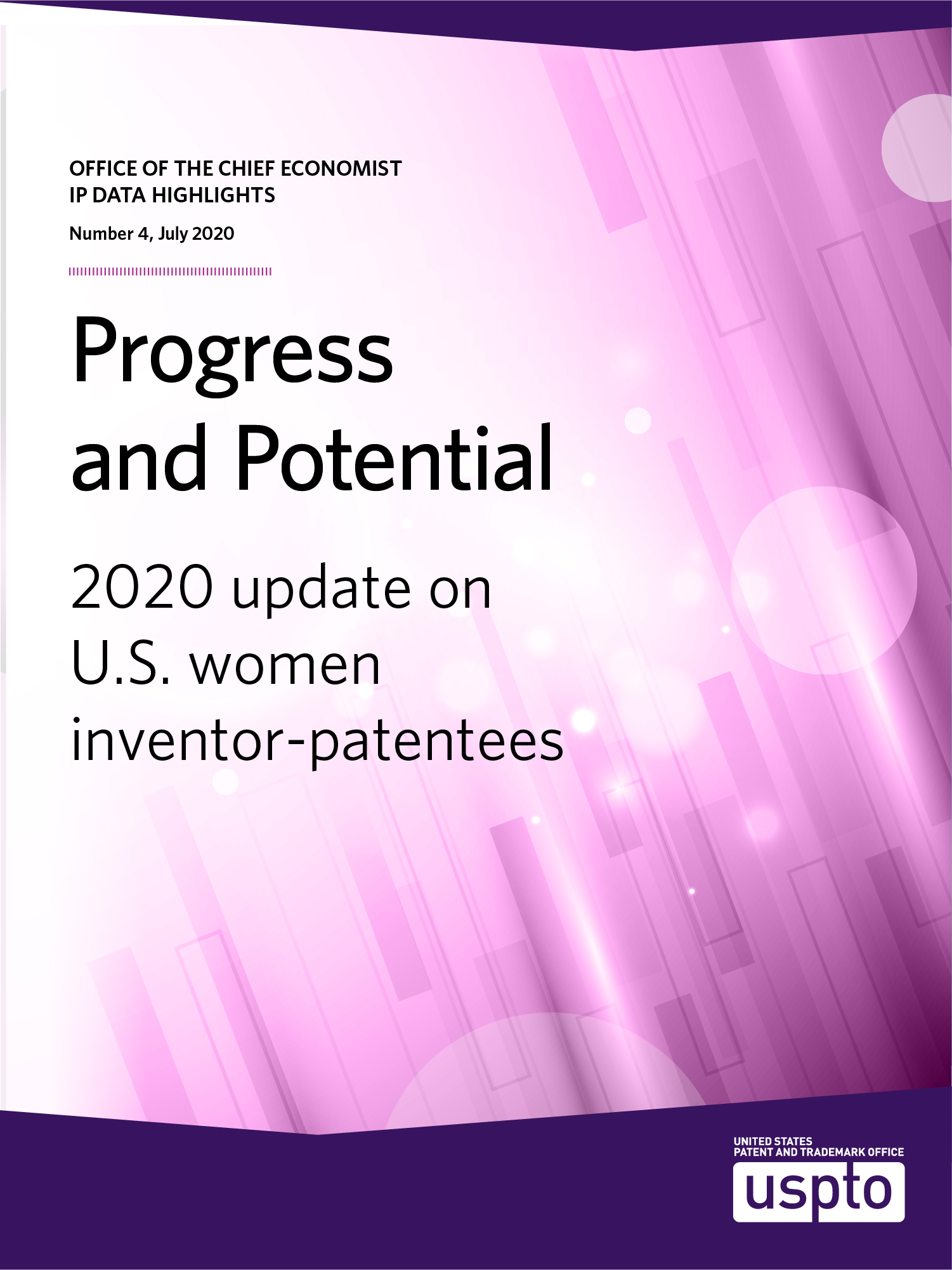 IP Data Highlight no. 4: Progress and Potential report, text on a purple background