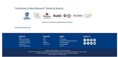 Website showing the brands of Best Western Hotels and Resorts 