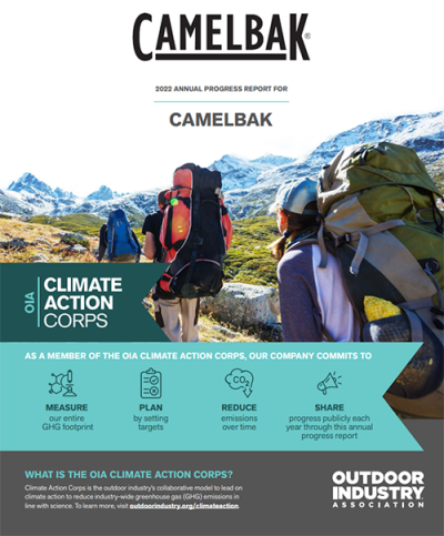 2022 annual report for Camelback displaying the Outdoor Industry Association mark 