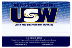 United Steelworkers membership card with blue and yellow USW mark 